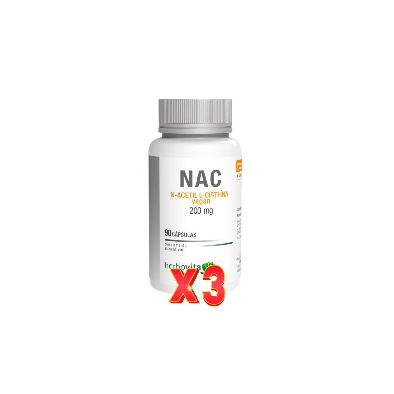 Pack de 3 unidades NAC Vegan 90 Cápsulas Herbovita Pack de 3 unidades NAC Vegan 90 Cápsulas Herbovita
