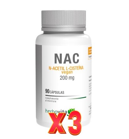 Pack de 3 unidades NAC Vegan 90 Cápsulas Herbovita