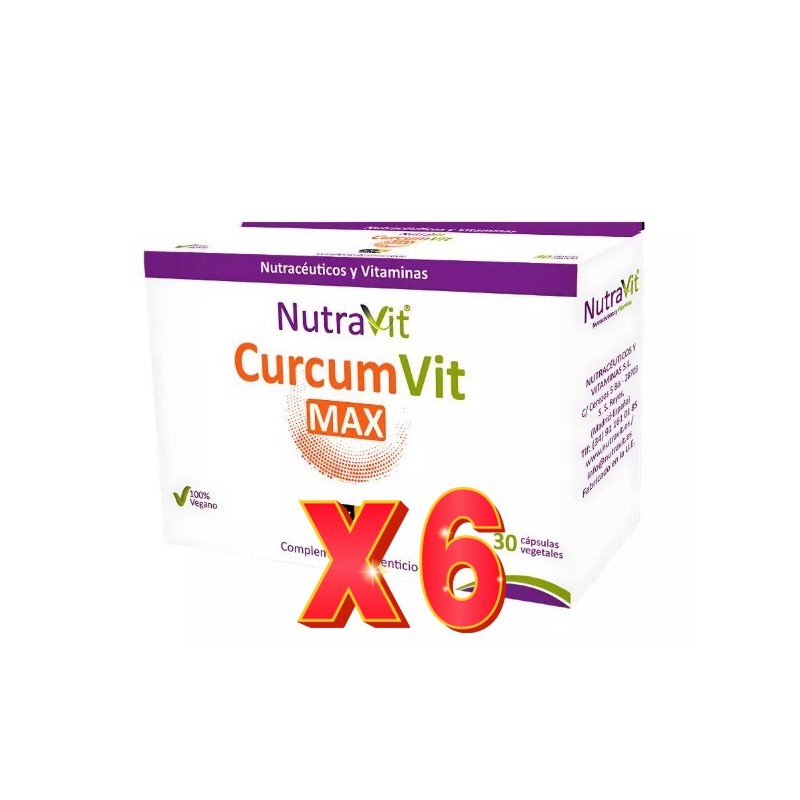 Pack de 6 unidades Curcumvit Max Bcm95 30 Cápsulas Nutravit Pack de 6 unidades Curcumvit Max Bcm95 30 Cápsulas Nutravit