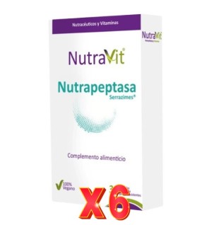 Pack de 6 unidades Nutrapeptasa Serrazime 30 Cápsulas Nutravit