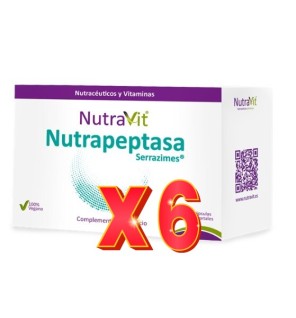 Pack de 6 unidades Nutrapeptasa Serrazime 90 Cápsulas Nutravit