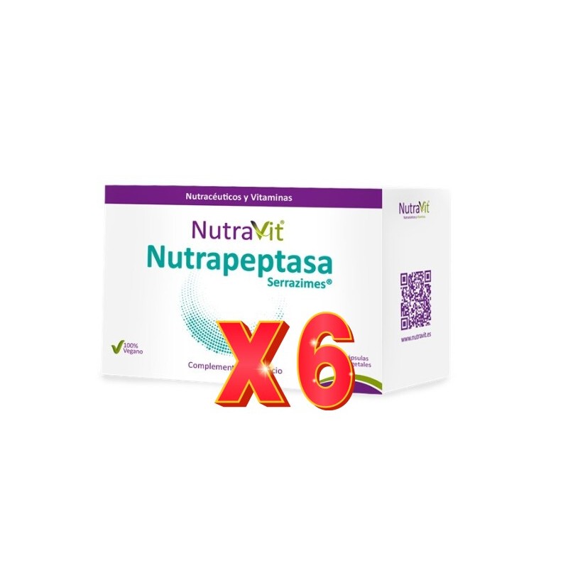 Pack de 6 unidades Nutrapeptasa Serrazime 90 Cápsulas Nutravit Pack de 6 unidades Nutrapeptasa Serrazime 90 Cápsulas Nutravit