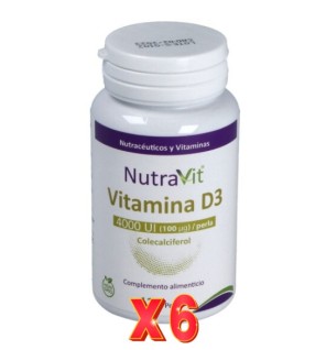 Pack de 6 unidades Vitamina D3 120 Perlas Nutravit