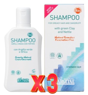Pack de 3 unidades Champú Con Romero Y Ortiga Para Cabello Graso Bio 250Ml Argital