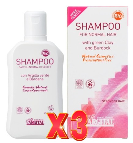 Pack de 3 unidades Champú Con Enebro Y Bardana Para Cabello Seco Bio 250Ml Argital