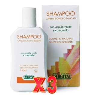 Pack de 3 unidades Champú Con Manzanilla Para Cabello Claro Bio 250Ml Argital