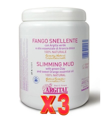 Pack de 3 unidades Fango Adelgazante Y Anticelulitis Bio 1.5Kg Argital