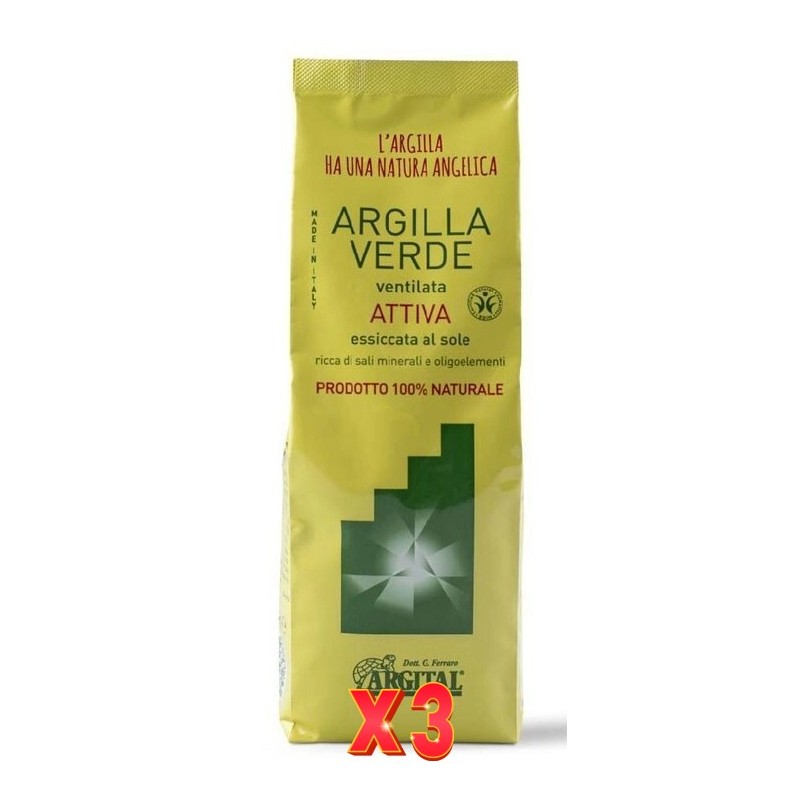 Pack de 3 unidades Arcilla Verde Activada 500G Argital