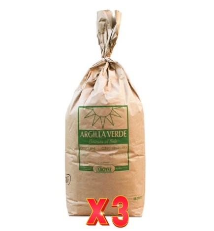 Pack de 3 unidades Arcilla Verde Fina Bio 25Kg Argital