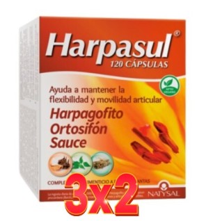 Pack de 3x2 unidades Harpasul   (Harpagofito + Ortosifón + Sauce) 120 Cápsulas Natysal
