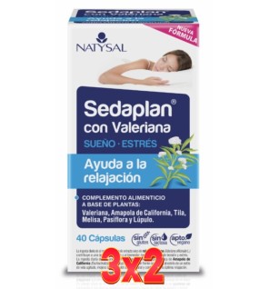 Pack de 3x2 unidades Sedaplán Con Valeriana  (Descanso Y Sueño) 40 Cápsulas Natysal