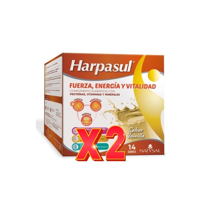 Pack de 2 unidades Batido Harpasul Fuerza, Energia Y Vitalidad Sabor Vainilla 14 Sobres Natysal Pack de 2 unidades Batido Harpasul Fuerza, Energia Y Vitalidad Sabor Vainilla 14 Sobres Natysal