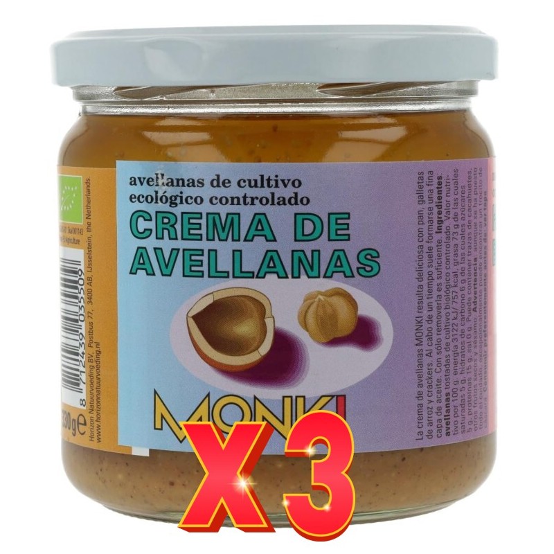 Pack de 3 unidades Mantequilla Avellana S/S Eco 330G Monki