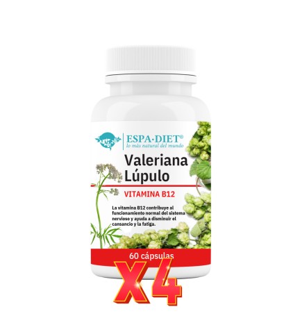 Pack de 4 unidades Valeriana + Lupulo + B12 60 Cápsulas Espadiet