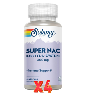 Pack de 4 unidades Super Nac 600 MG 60 Capsulas Vegetales Solaray