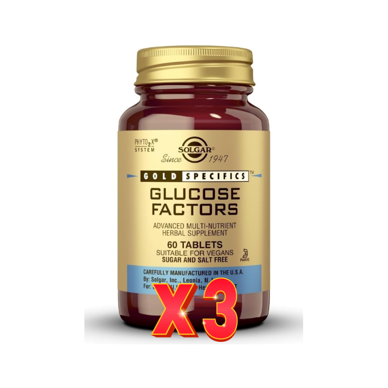 Pack de 3 unidades Glucose Factors 60 Comprimidos Solgar