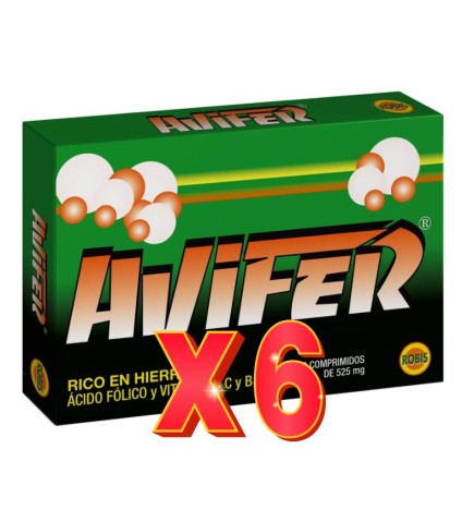 Pack de 6 unidades Avifer 30 Comprimidos Robis