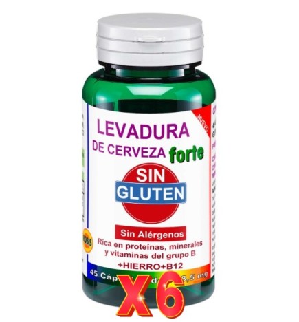 Pack de 6 unidades Levadura De Cerveza Forte Sin Gluten 45 Cápsulas Robis
