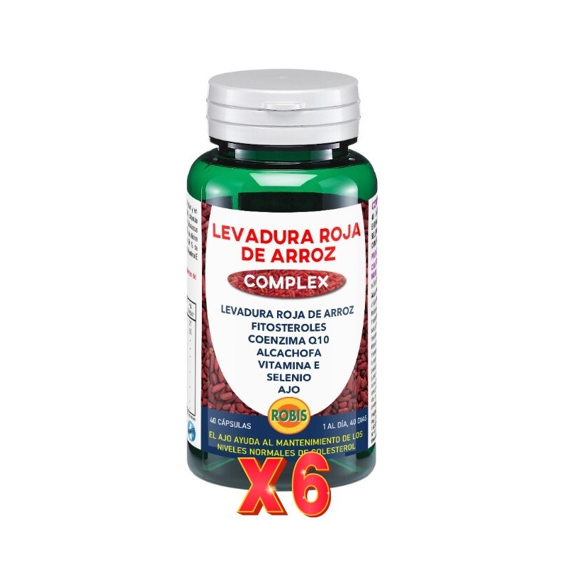Pack de 6 unidades Levadura Roja De Arroz 40 Cápsulas Robis Pack de 6 unidades Levadura Roja De Arroz 40 Cápsulas Robis