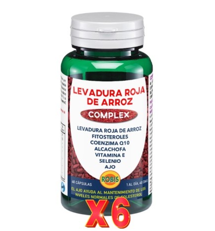 Pack de 6 unidades Levadura Roja De Arroz 40 Cápsulas Robis