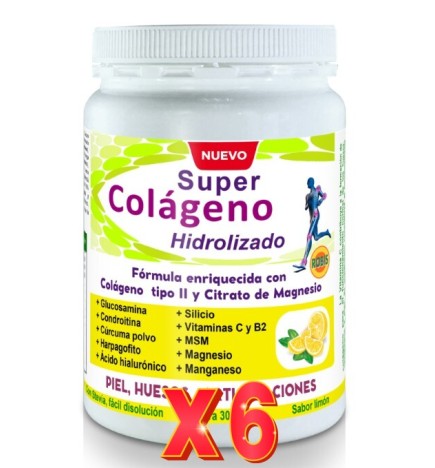 Pack de 6 unidades Super Colageno Hidrolizado Limón 300 Gr Polvo Robis