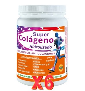 Pack de 6 unidades Super Colageno Hidrolizado Naranja 300 Gr Polvo Robis