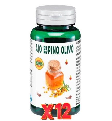 Pack de 12 unidades Ajo Espino Olivo 90 Cápsulas Robis