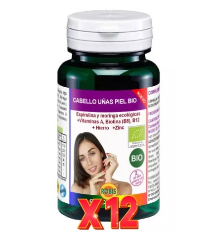 Pack de 12 unidades Cabello, Uñas, Piel 60 Cápsulas Robis
