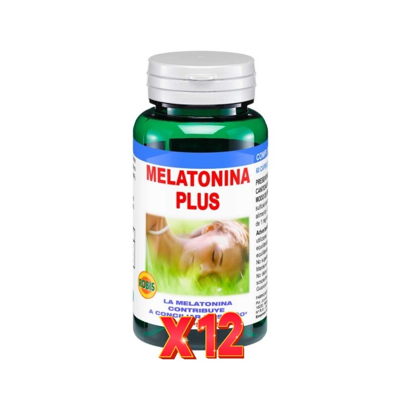 Pack de 12 unidades Melatonina Plus 1 Mg 60 Cápsulas Robis Pack de 12 unidades Melatonina Plus 1 Mg 60 Cápsulas Robis