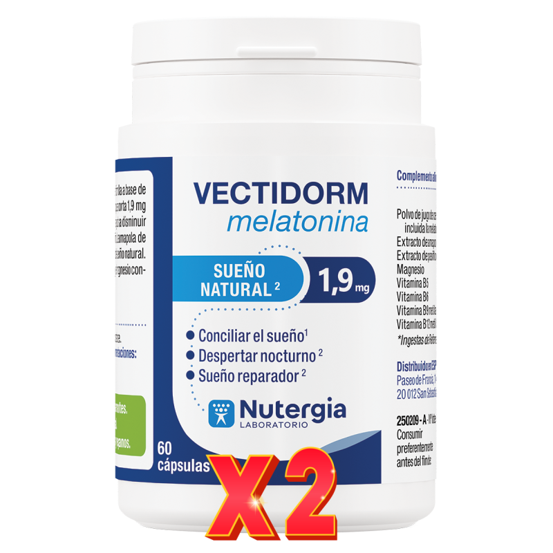 Pack de 2 unidades Vectidorm Melatonina 60 capsulas de Nutergia