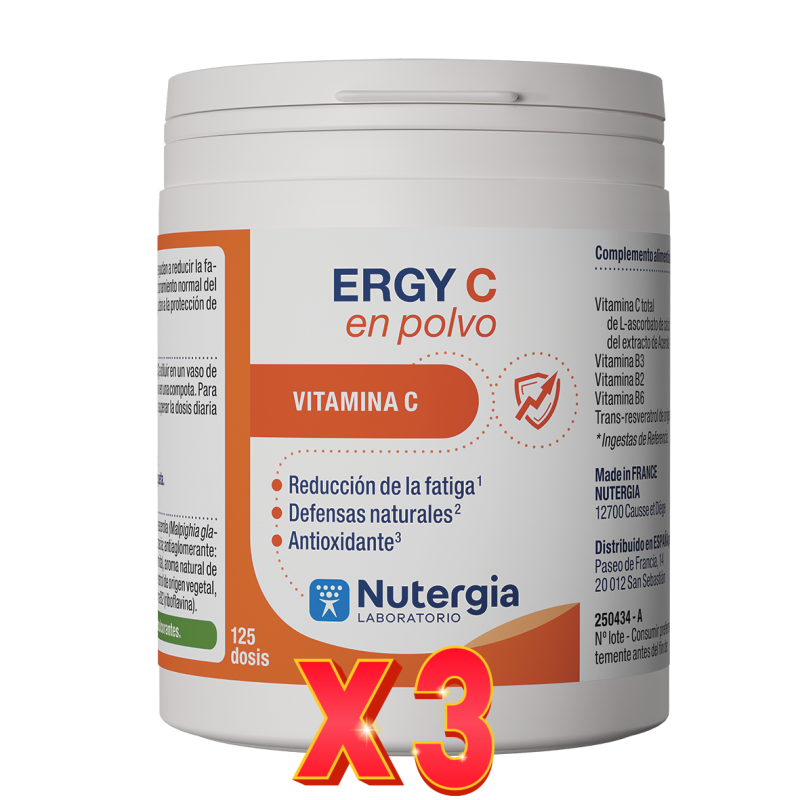 Pack de 3 unidades Ergy-C Polvo 125 Gramos Nutergia