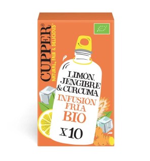 Infusión Fría Con Limón, Jengibre Y Cúrcuma Bio, 10 Bolsas Cupper