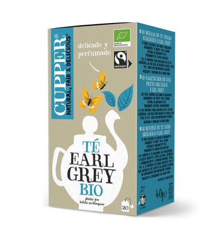 Té Negro Earl Grey Bio, 20 Bolsas Cupper