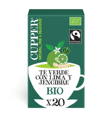 Té Verde Con Lima Y Jengibre  Bio, 20 Bolsas Cupper