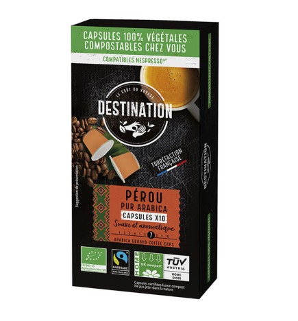 Capsulas Biodegradables Pur Arábica Perú Bio, 10X5,5 G Destination