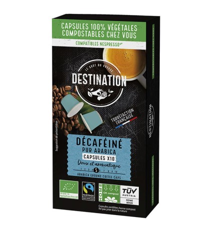 Cápsulas Biodegradables Pur Arábica Descafeinado Bio, 10X5,5 G Destination