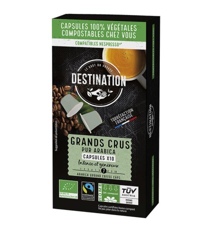 Cápsulas Biodegradables Pur Arábica Grands Crus Bio, 10X5,5 G Destination