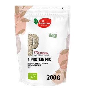 4 Protein Mix (Guisante, Arroz, Calabaza Tostada Y Cáñamo) Bio, 200 G El Granero Integral