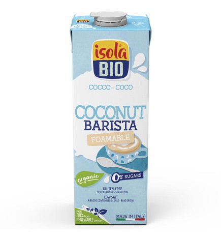 Caja de 6 de Bebida Vegetal De Coco Barista Bio, 1L Isola Bio