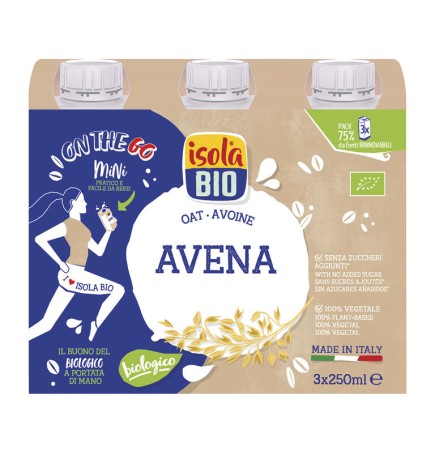 Pack Bebida Vegetal De Avena On The Go Bio, 250 Ml X 3 Isola Bio