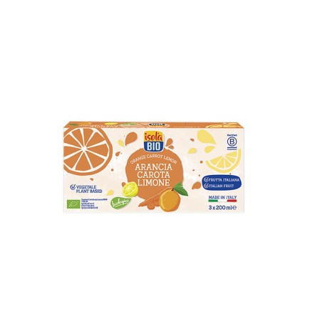 Zumo De Naranja, Zanahoria Y Limón Bio, Pack 3X200 Ml Isola Bio