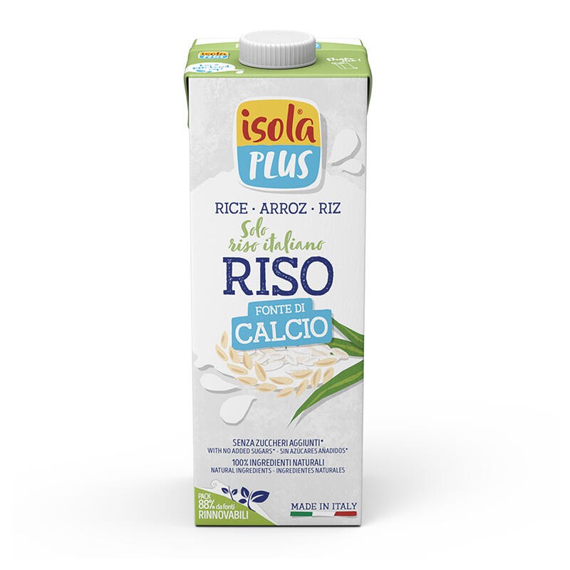 Bebida Vegetal De Arroz Con Calcio, 1L Isola Plus Bebida Vegetal De Arroz Con Calcio, 1L Isola Plus