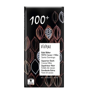 Chocolate Negro 100% Con Nibs De Cacao Bio, 80 G Vivani