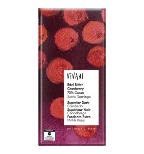 Chocolate Negro 70% Con Arándanos Bio, 80 G Vivani