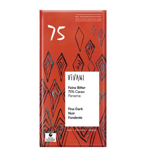 Chocolate Negro 75% Panamá Con Azúcar De Coco Bio, 80 G Vivani