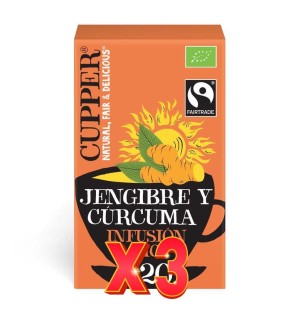Pack de 3 unidades Infusión De Jengibre Y Cúrcuma Bio, 20 Bolsas Cupper