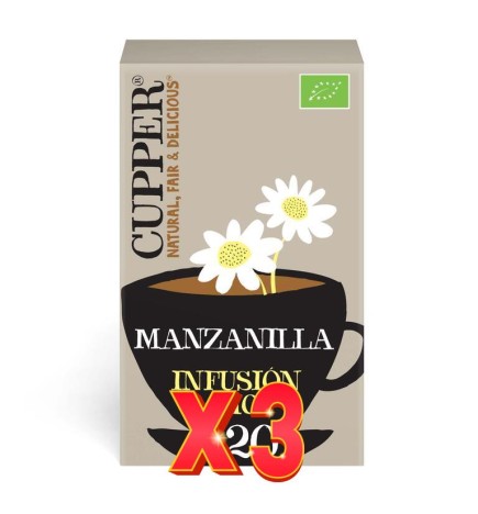Pack de 3 unidades Infusión De Manzanilla Bio, 20 Bolsas Cupper