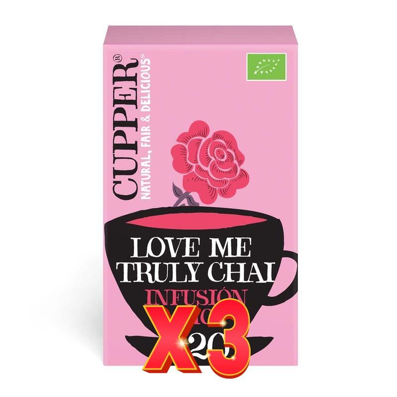 Pack de 3 unidades Infusión Love Me Truly Chai Bio, 20 Bolsas Cupper