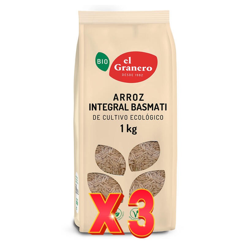 Pack de 3 unidades Arroz Integral Basmati Bio, 1 Kg El Granero Integral Pack de 3 unidades Arroz Integral Basmati Bio, 1 Kg El Granero Integral