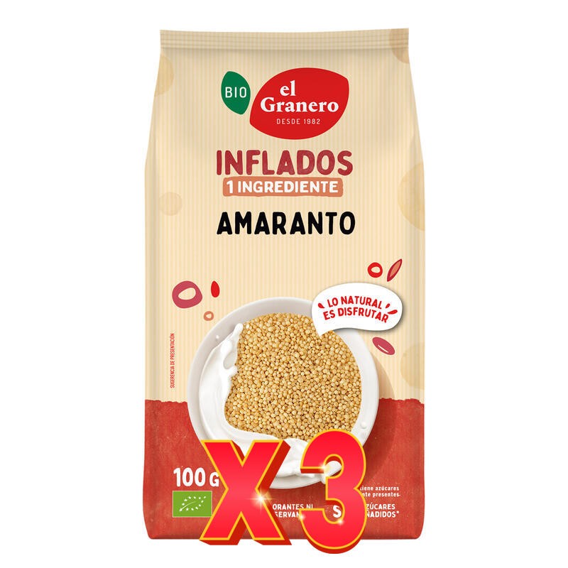 Pack de 3 unidades Amaranto Hinchado Bio, 100 G El Granero Integral